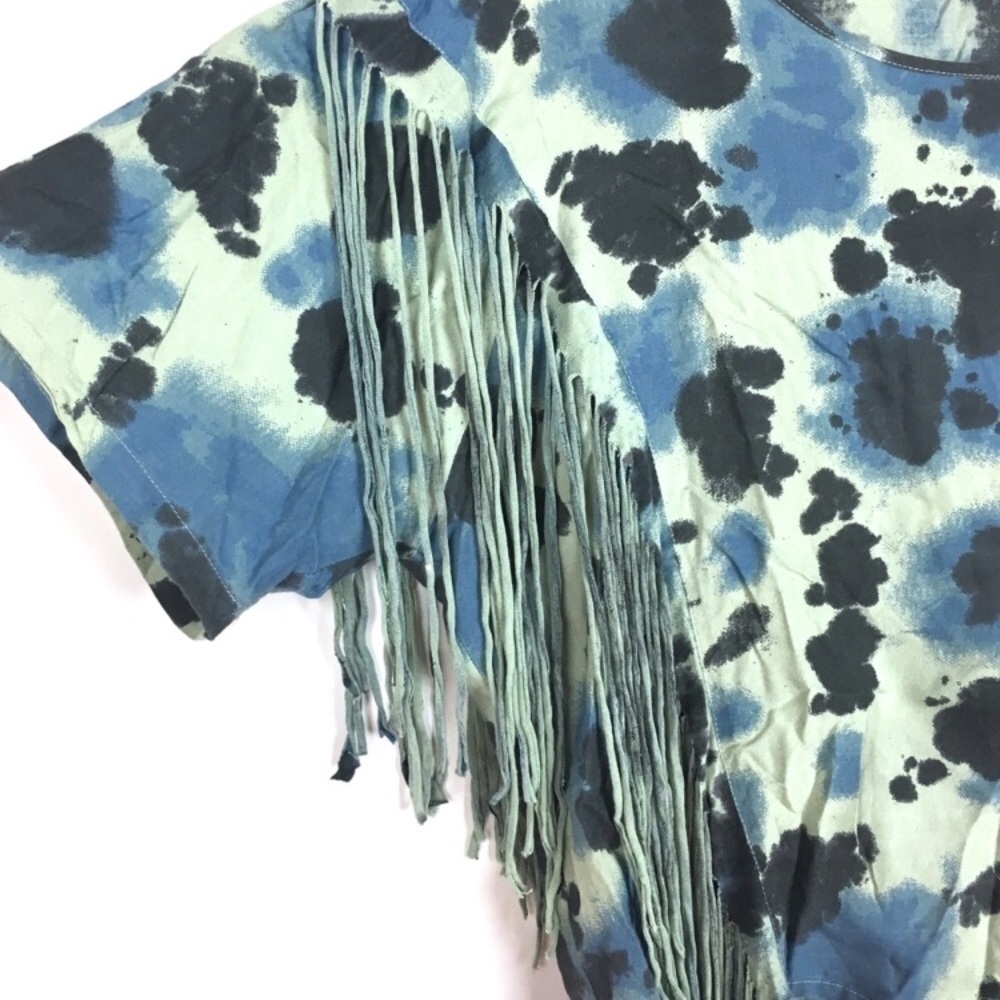 ANGIE Top Fringe Boho Festival Tie Dye Crop Oversized Hippie Beach Size Small - Picture 3 of 6